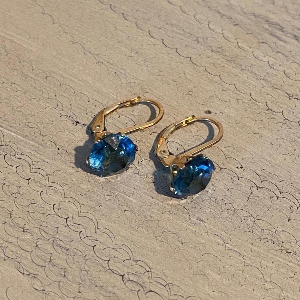 Alex&Ani Retired Intuition Blue Gold Drop Earrings - Picture 4 of 9